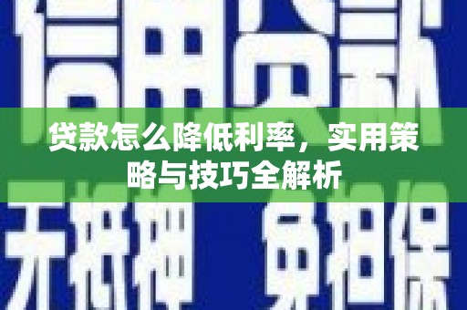 云龙贷款怎么降低利率，实用策略与技巧全解析