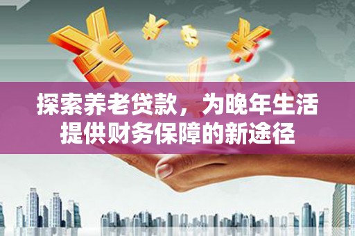 云龙探索养老贷款，为晚年生活提供财务保障的新途径