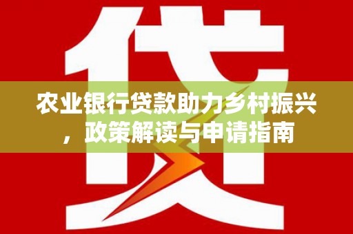 云龙农业银行贷款助力乡村振兴，政策解读与申请指南