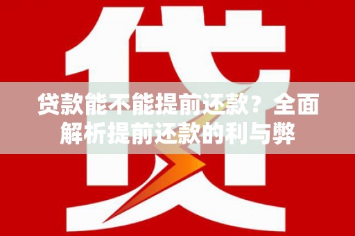 云龙贷款能不能提前还款？全面解析提前还款的利与弊