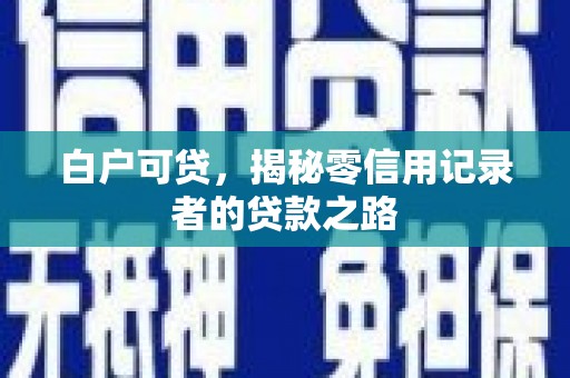 云龙白户可贷，揭秘零信用记录者的贷款之路
