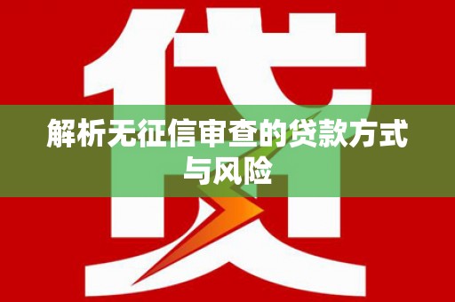 云龙解析无征信审查的贷款方式与风险